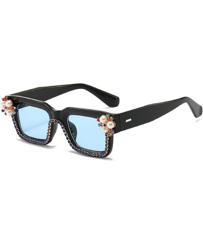 Trendy Diamond Sunglasses Women Fashion Luxury Multicolour Rhinestone Square Sun Glasses Female Punk Eyewear UV400 Blue $9.88...