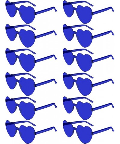4 Pairs Navy Blue Heart Sunglasses for Women Rimless Heart Shaped Sunglasses Candy Heart Glasses for Party Favors 12 Pairs Na...