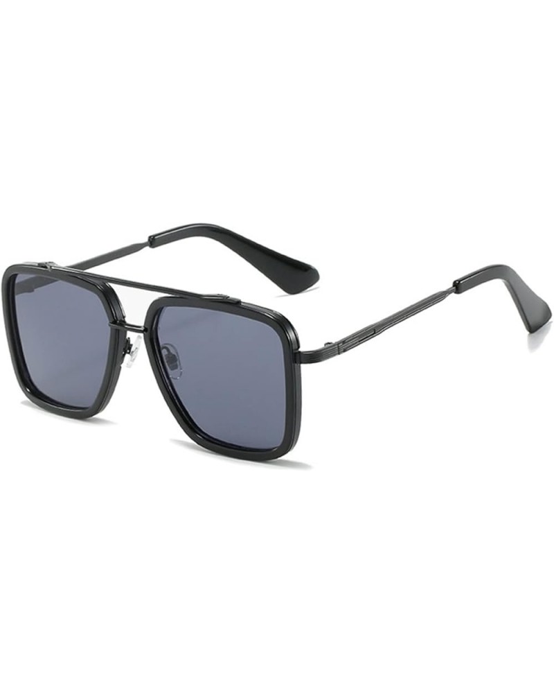 Square Large Frame Metal Fashion Sunglasses for Men and Women (Color : E, Size : 1) 1 B $19.30 Designer