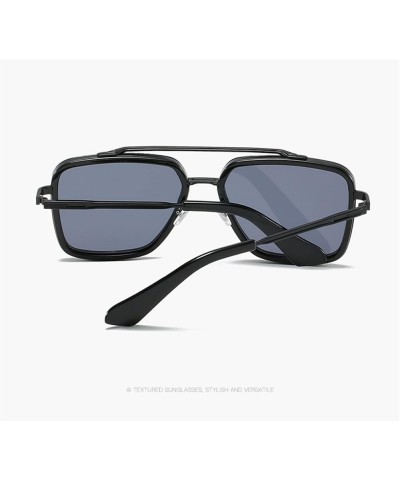 Square Large Frame Metal Fashion Sunglasses for Men and Women (Color : E, Size : 1) 1 B $19.30 Designer
