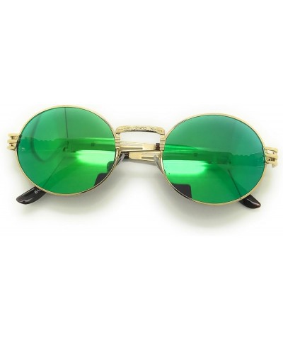 Round Retro Sunglasses Driving Men Steampunk Glasses %100 UV Production Gold/ Blue,green $8.37 Round