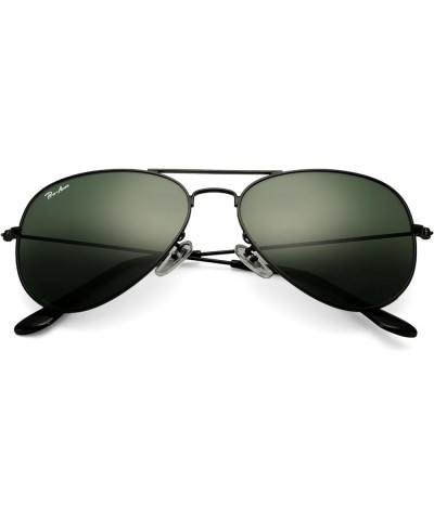 Classic Aviator Sunglasses for Men Women 100% Real Glass Lens Z-black/Plastic/Polarized $14.83 Round