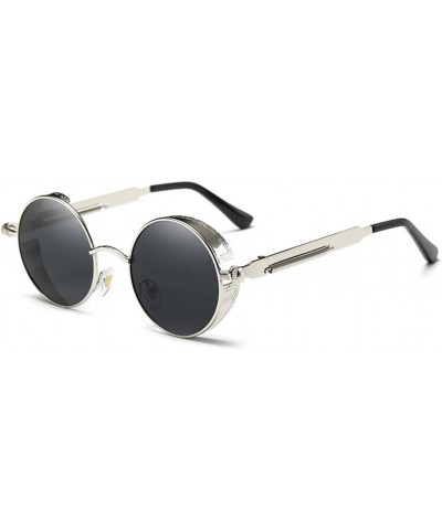 GY snail Gothic Polarized Sunglasses for Men, Round Metal Frame, Retro Steampunk Sun Glasses Women Silver $8.24 Round