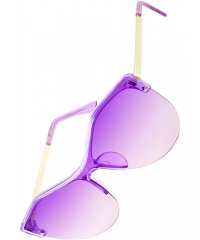 Sweet Candy Colored Ombre Semi Rimless Sunglasses Grey $15.58 Cat Eye