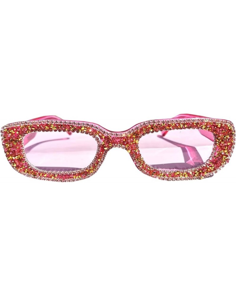 Rectangular Diamond Sunglasses Women Rhinestone Square Sunglasses Vintage Female bling Party Sunglasses Eyewear Pink 3 $11.22...