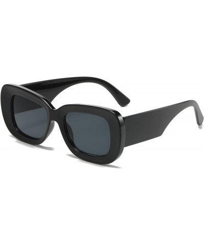 Oversized Vintage Square Sunglasses - Trendy Rectangle UV400 Protection Eyewear Outdoor for Women Men Black Grey $15.15 Square