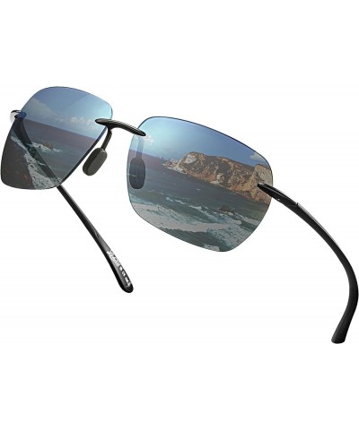 Sunglasses Men - Rimless Square Polarized Sunglasses - Lightweight Frame Sun Glasses with UV Protection Black $11.99 Rectangular