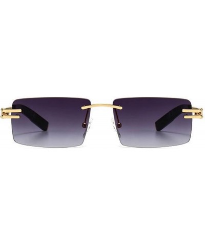 Mens Elegant Retro Vintage Yellow Gold Frame Purple Gradient Tint Hip Hop Sunglasses $11.12 Rimless