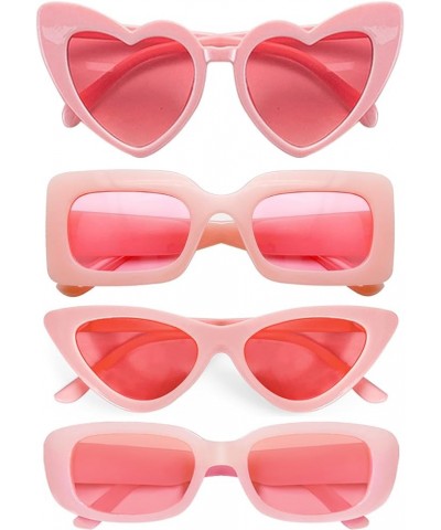 4 Mixed Style Sunglasses Pink Girls Party Favors Bulk Classic Costume Glasses for Women Pink/Solid $9.17 Rectangular