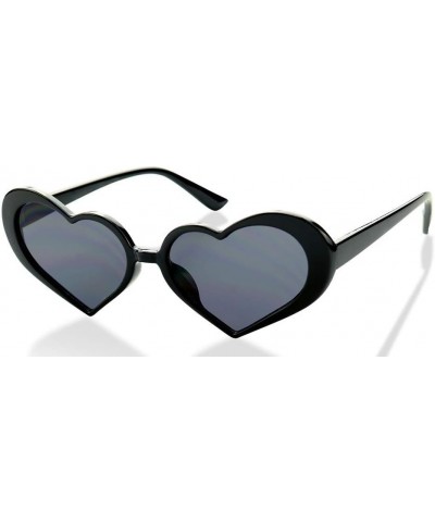 High Point Wide High Point Retro Heart Shaped Black Lens Women's Sunglasses Black Frames / Black Lens $10.37 Round