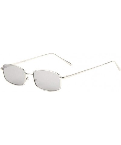 Thin Frame Rounded Rectangular Color Lens Sunglasses Grey $10.35 Rectangular