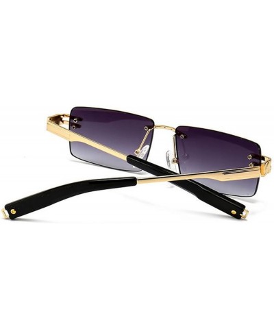 Mens Elegant Retro Vintage Yellow Gold Frame Purple Gradient Tint Hip Hop Sunglasses $11.12 Rimless