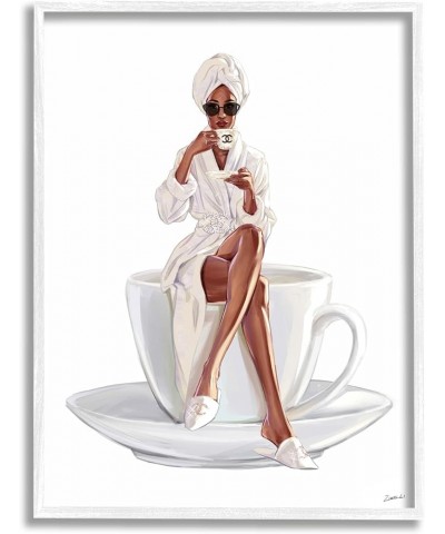 Chic Coffee Teacup Woman Sipping Robe Sunglasses, Design by Ziwei Li White Framed 16 x 20 $33.75 Designer