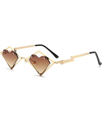 Metal Frames Heart Rimless Sunglasses Women Men Luxury Punk Sun Glasses Female Gradient Hip Hop Eyewear UV400 Shades Brown $1...