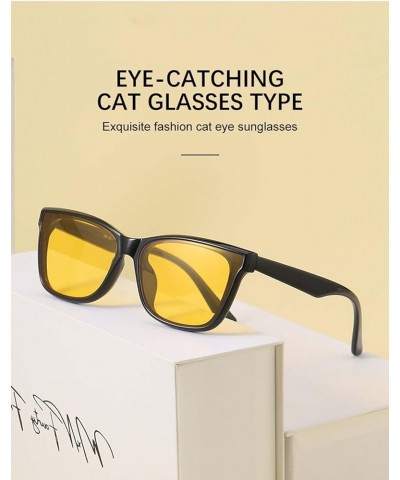 Small Frame Cat Eye Sunglasses Ladies Street Shooting Holiday Sunshade Decorative Glasses (Color : E, Size : Medium) Medium B...