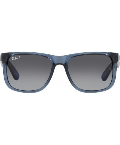 RB4165 Justin Rectangular Sunglasses Transparent Blue/Polarized Grey Gradient $52.84 Rectangular