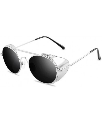 Sun Glasses Women Vintage Metal Frame Goggles Classic Punk Sunglasses UV400 Silver Black $10.15 Goggle