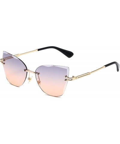 Fashion Cat Eye Rimless Men and Women Decorative Sunglasses (Color : E, Size : 1) 1 E $9.36 Rimless