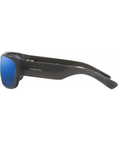 Man Sunglasses Dark Grey Frame, Blue Mirror Blue Lenses, 63MM $18.29 Oval