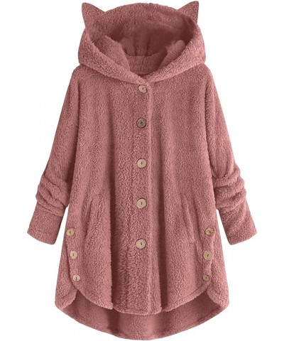 Women's Winter Fuzzy Fleece Jackets Thicken Hooded Shaggy Faux Fur Open Front Trench Coat Outwear with Pockets 12-avrdd-d-pin...