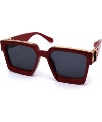 Luxury Thick Plastic Designer Fashion Squared Jewel Sunglasses Red Black $10.77 Rectangular