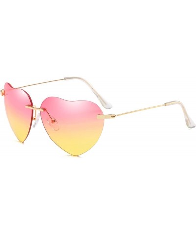 Pink Heart Shaped Sunglasses Style Hippie Sunglasses for Women Pink and Yellow $10.07 Heart