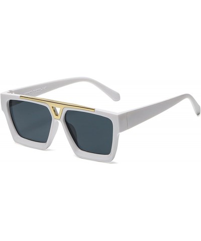 Double Beam Square men and women Sunglasses Fashion Outdoor Holiday Driving Commuter Trend UV400 Sunglasses Gift C $16.82 Square