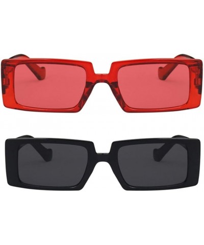 Rectangle Sunglasses for Women Retro 90s Sunglasses Small Narrow Square Frame UV400 Protection Black+red $8.39 Square