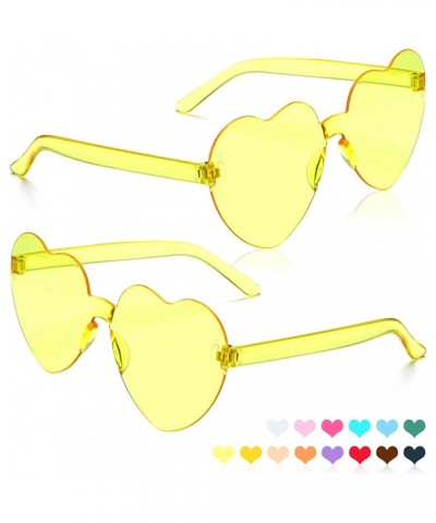 Heart Sunglasses 2 Pairs Heart Shaped Sunglasses Womens Heart Glasses Rave Sunglasses for Women Party Favors Bright Yellow $5...