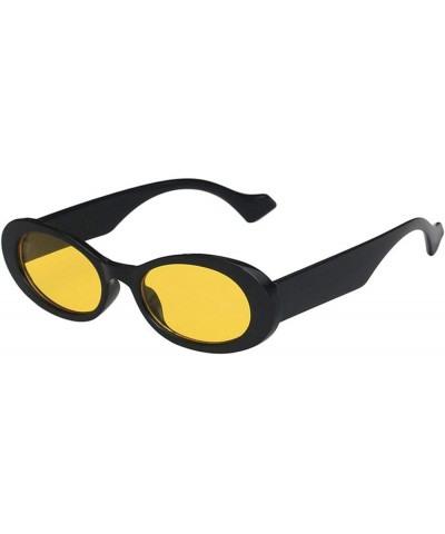Popular Fashion Small Oval Sunglasses Women Vintage Leopard Jelly Color Eyewear Men Trending Sun Glasses Shades UV400 Black&y...