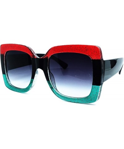 8210 Premium Women Square Bold Style Thick Frame Candy Fashion Sunglasses Red Black Green $13.32 Oversized