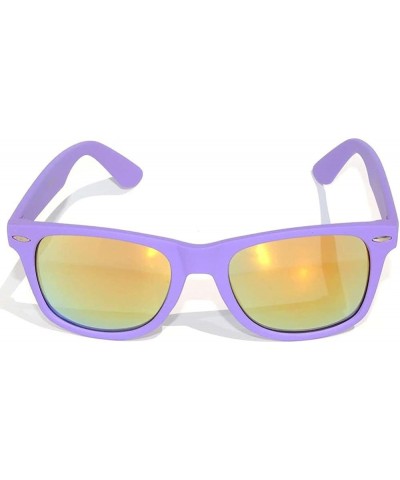 Retro Vintage 80s Sunglasses Men Women, UV Protected Matte Rectangle Shades, Colorful Mirror Lens Sun Glasses Purple $8.98 Re...