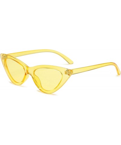 Retro Vintage Narrow Cat Eye Sunglasses for Women Clout Goggles Plastic Frame Clear Yellow / Yellow $10.79 Cat Eye