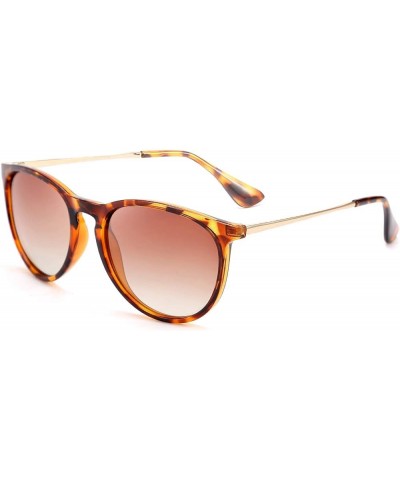 Polarized Sunglasses Women Men Vintage Round Classic Mirrored Sun Glasses B2571 Leopard Brown $12.31 Round