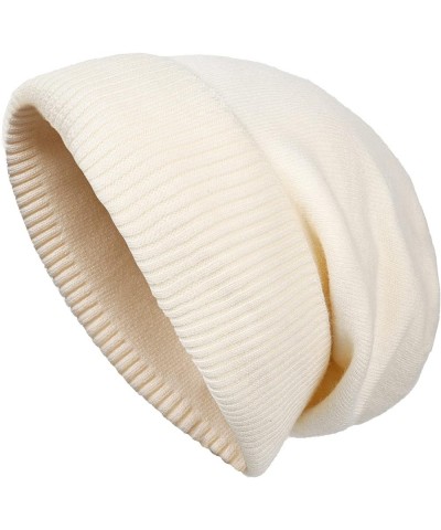 Knit Beanie Hat for Men Women Winter Slouchy Warm Cuffed Plain Skull Cap Beige $11.04 Designer