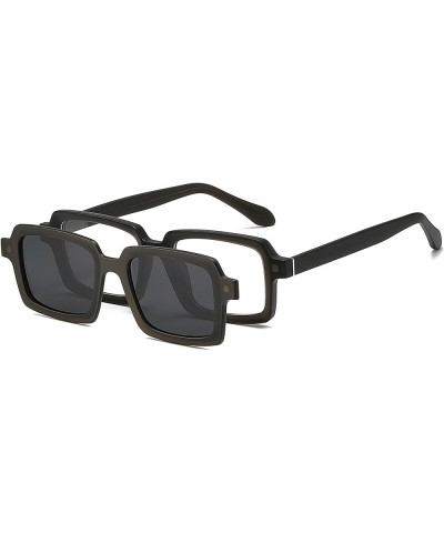 Thick Frame Magnetic Clip on Sunglasses for Eyeglasses Men Polarized UV400 TR90 Black Non Prescription Glasses Frame Transpar...