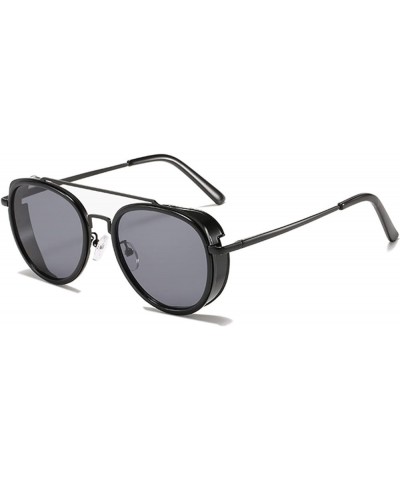 Round Punk Metal Sunglasses for Men and Women Outdoor Shade Beach Vacation Sunglasses (Color : A, Size : Medium) Medium B $14...