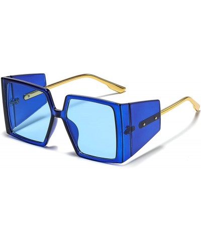 Oversized Square Sunglasses for Women Fashion Large Shield Shades UV400 Protection Men Punk Sun Glasses Eyewear Blue $11.15 S...