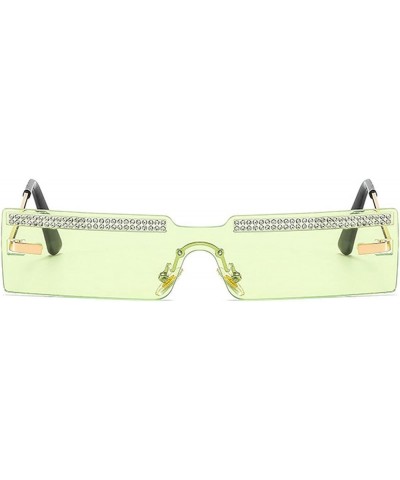 Flat Top Rhinestone Sunglasses for Women Men, Trendy Bling Square Frame with One-piece Sparkling Diamond Sunglasses yellow&gr...