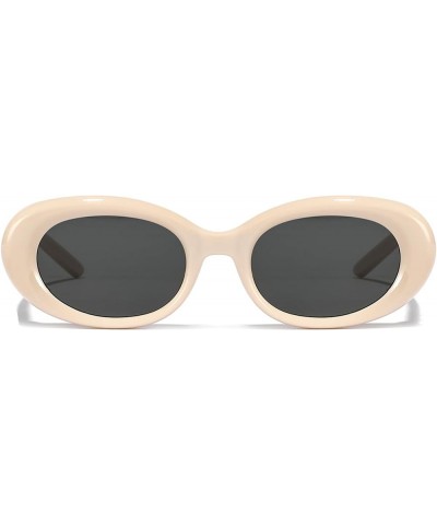 Retro Oval Sunglasses for Women Men Vintage Tinted Sun Glasses Shades, Black Tortoise Shell Frame Beige Frame/grey Lens $9.51...