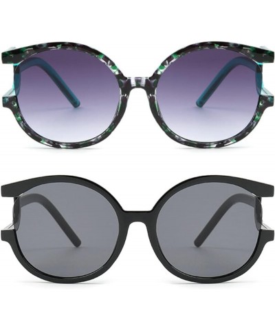 2024 Fashion Unique Oval Sunglasses Women Fashion Colorful Leopard Gradient UV400 Men Hollow Sun Glasses 2pcs-black&green $10...