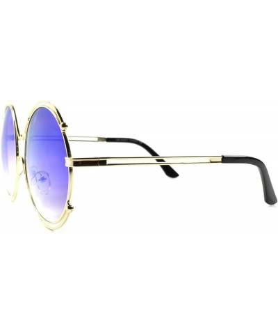 Upscale Mirror Lens Womens Designer Oversized Round Sunglasses Gold / Green $9.17 Round