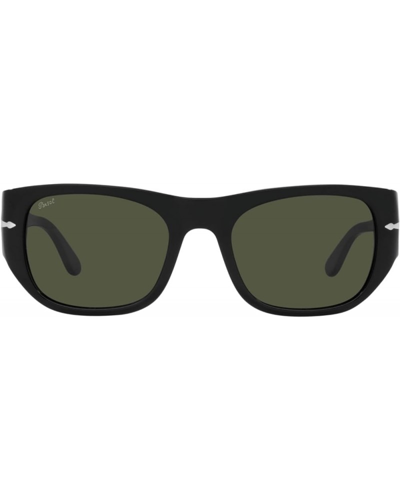 PO3308S Rectangular Sunglasses Black/Green $102.00 Rectangular