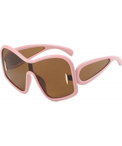 Oversized One-piece Shield Sunglasses Women Trendy Punk Square Sunglasses Vintage Big Frame Sun Glasses For Men Goggle Pink&b...