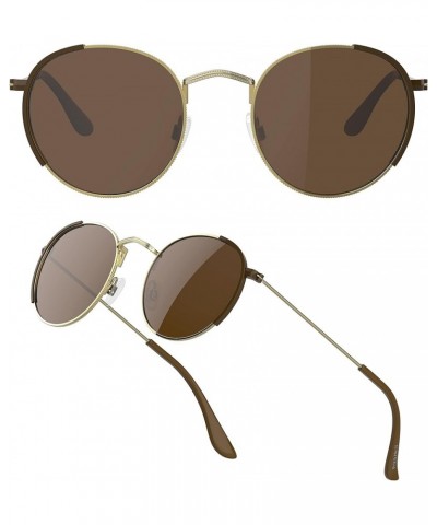 TAC Small Round Polarized UV400 Protection for Men Women Classic Retro Vintage Metal Sunglasses Dark Teal $8.84 Round