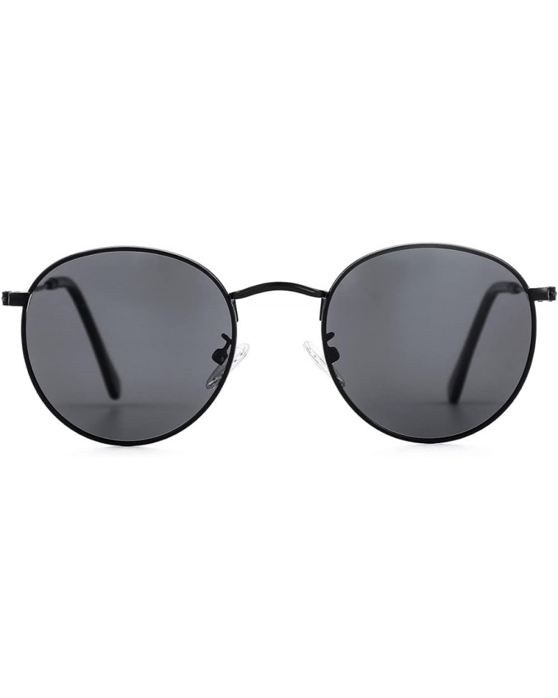 Classic Polarized Round Sunglasses for Women Men, Trendy Metal Frame Shades 03 Black/Grey $8.54 Round
