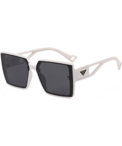 Square Large Frame Sunglasses Wide Leg Hollow Out Sunglasses For Men and Women Sunscreen Sunglasses Solid White Grey $3.25 Sq...