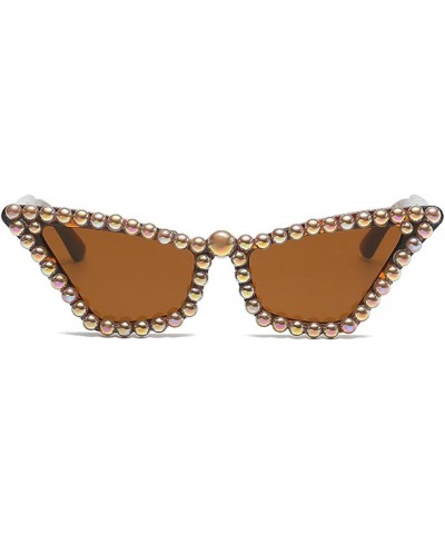 Trendy Cat Eye Rhinestone Sunglasses for Women 90s Styles Bling Pearl Sun Glasses Oversized Disco Party Accessory Leopard $9....