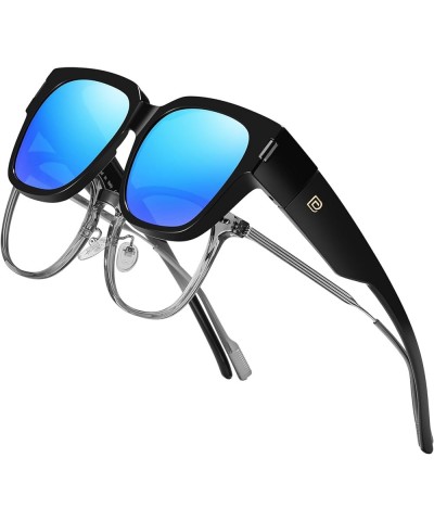 Fit Over Sunglasses Wraparound Sunglasses Polarized Over Glasses Sunglasses For Men Women UV Protection DC8970 Black Frame Bl...