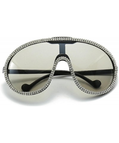 Fashion bling Rhinestone Sunglasses for Women Oversized Silver Shield Diamond Party Sun Glasses Summer Men Goggles Silver $10...
